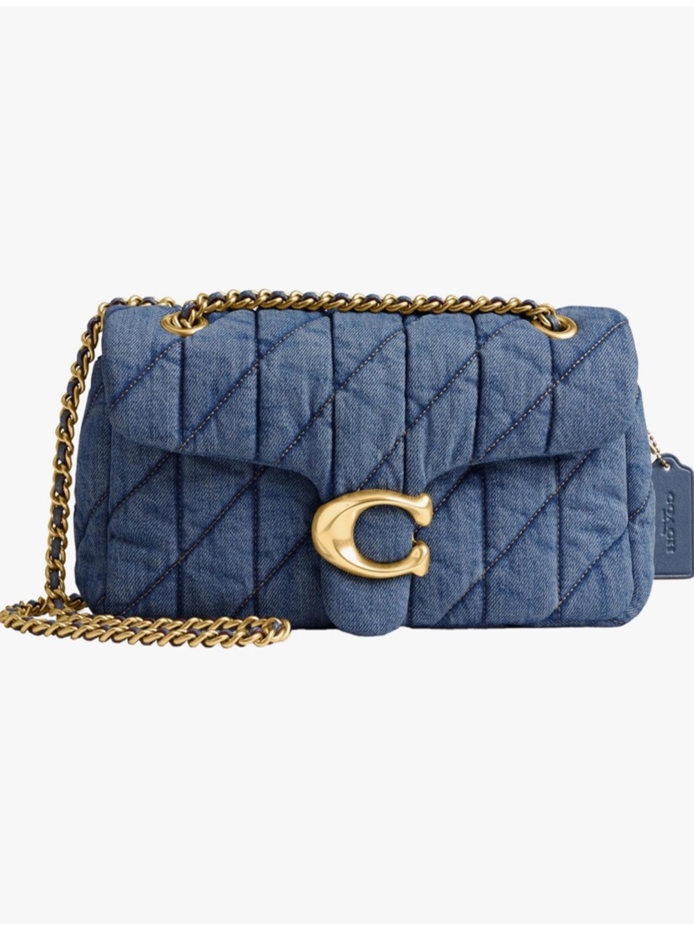 Coach Quilted Denim Shoulder Bag with Gold Hardware - Blue